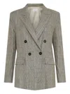 Marella Double-breasted Checked Blazer In Gray