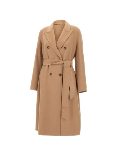 Marella Double-breasted Coat In Brown