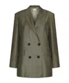 Marella Double-breasted Fluid Twill Blazer In Green