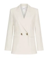 Marella Double-breasted Stretch Canvas Blazer In White