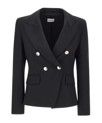 Marella Double-breasted Suit Jacket In Black
