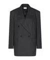 Marella Double-breasted Wool Blazer In Black