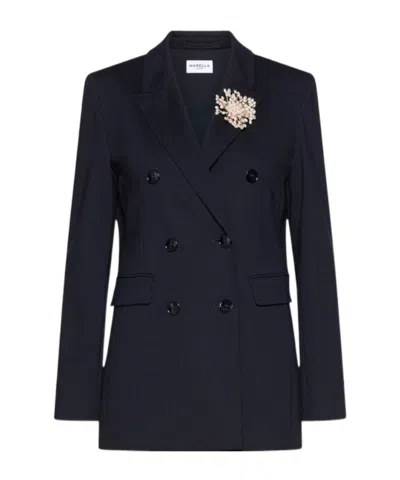 Marella Double-breasted Blazer In Blue