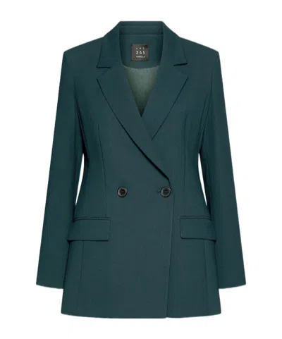 Marella Double-breasted Envers Satin Blazer In Blue