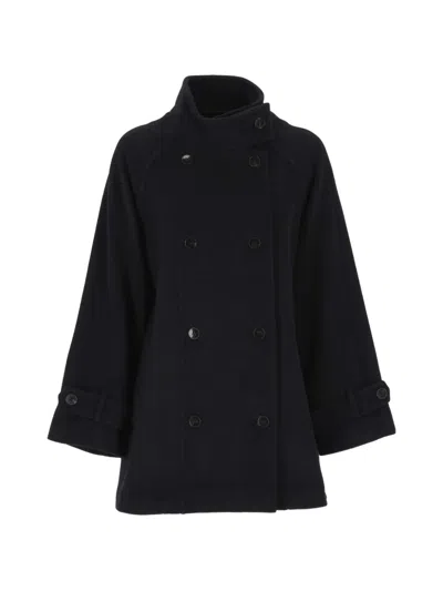 Marella Double-breasted Funnel-neck Jacket In Blue