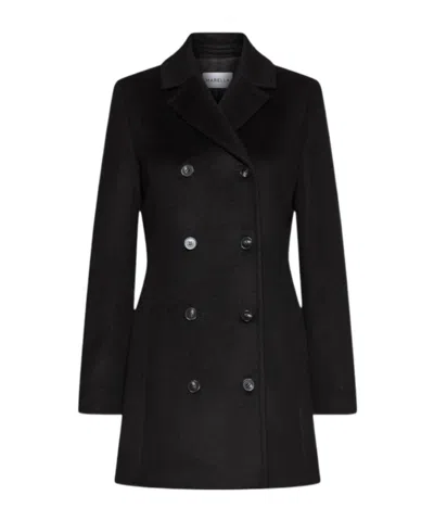 Marella Double-breasted Long-sleeved Coat In Black