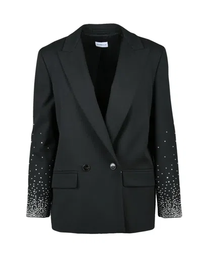 Marella Double-breasted  Jacket With Rhinestone Embellishments In Black