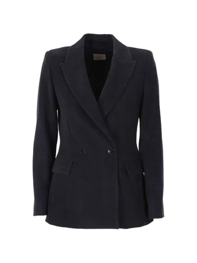 Marella Double-breasted Peaked-lapels Blazer In Blue