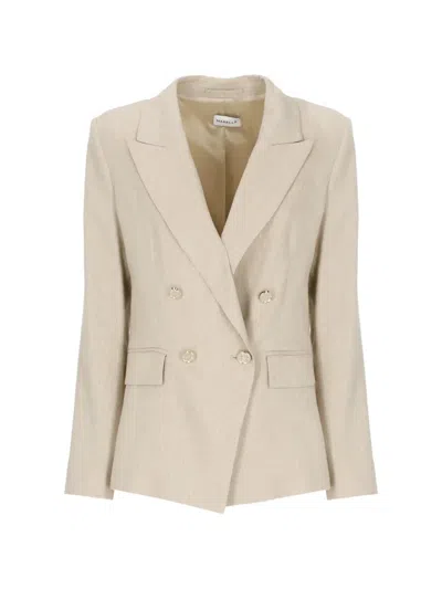 Marella Double-breasted Peak-lapel Jacket In Neutral