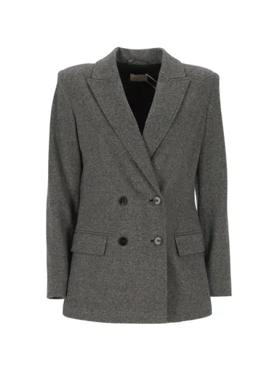 Marella Double-breasted Peak-lapels Blazer In Gray
