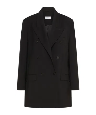 Marella Double-breasted Pure Wool Blazer In Black