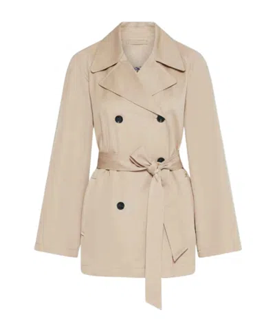 Marella Double-breasted Trench Coat In Neutral