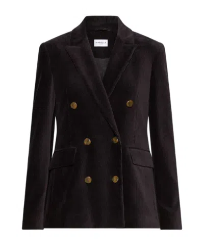 Marella Double-breasted Velvet Blazer In Brown