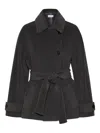 Marella Belted Pure Wool Heavy Jacket In Black