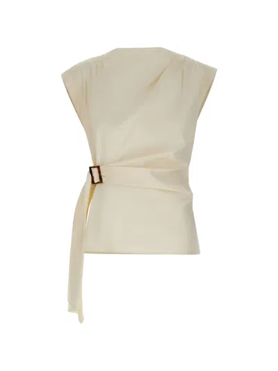 Marella Draped Buckle-closure Top In Neutral