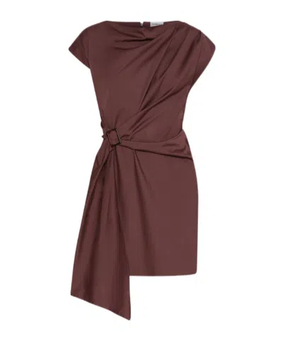 Marella Draped Midi Dress In Brown