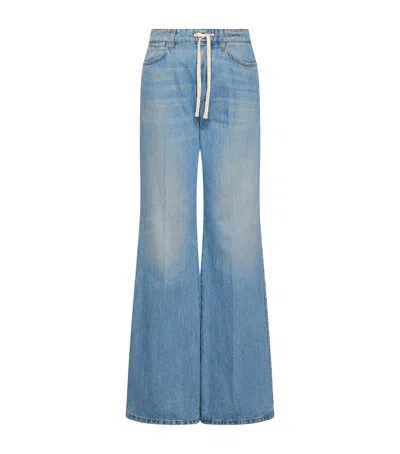 Marella Drawstring High-rise Wide-leg Jeans In Blue