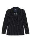 Marella Drink Pinstripe Double-breasted Blazer In Black