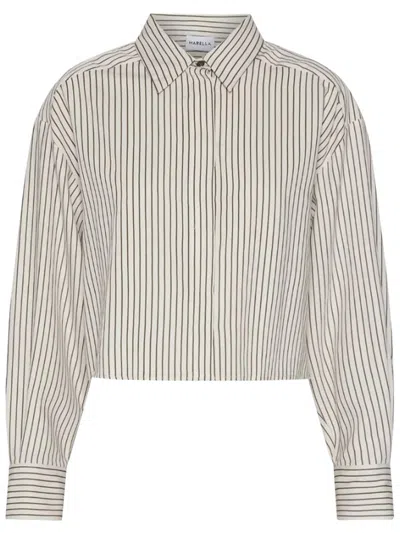 Marella Striped Cropped Shirt In Neutral