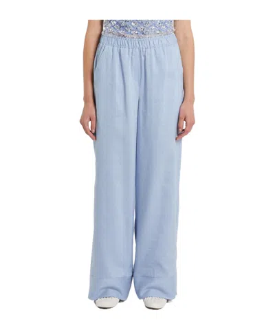 Marella Elastic Waist Casual Pants In Blue