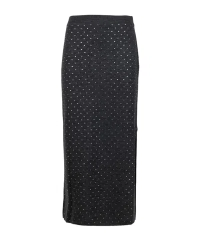 Marella Embellished Side-slit Midi Skirt In Black
