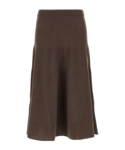 Marella Elastic-waistband Ruffled Skirt In Brown