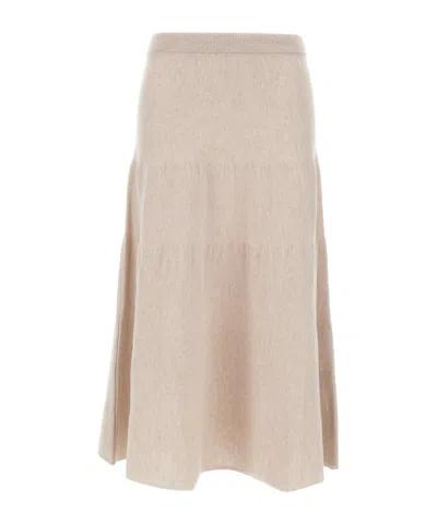 Marella Elastic-waistband Ruffled Skirt In Neutral