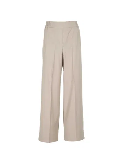Marella Elasticated-waistband Pressed-crease Trousers In Neutral