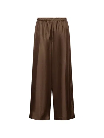 Marella Elasticated-waistband Silk Trousers In Brown