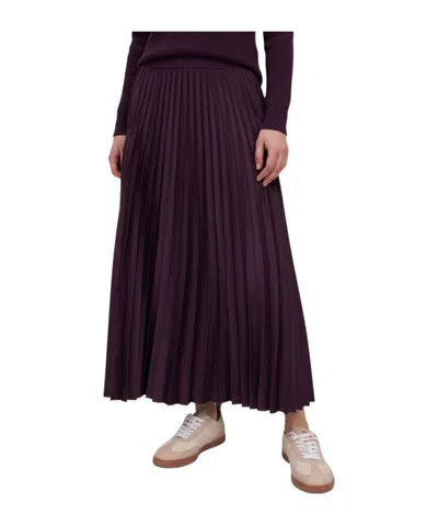 Marella Elastic-waist Pleated Skirt In Burgundy