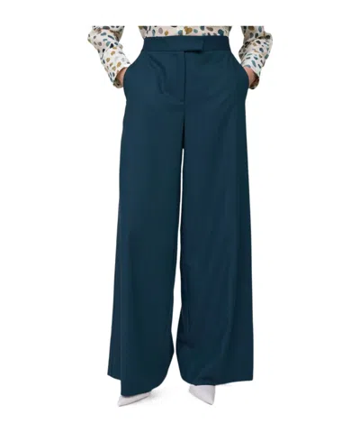 Marella Elastic-waist Wide-leg Casual Trousers In Green