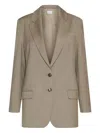Marella Elegia Two-button Twill Blazer In Gray