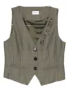 Marella Embellished Button Waistcoat In Gray