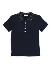 Marella Embellished-collar Polo Shirt In Blue