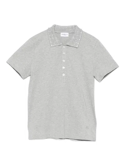 Marella Embellished-collar Polo Shirt In Gray