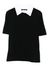 Marella Embellished-collar Short-sleeve Top In Black