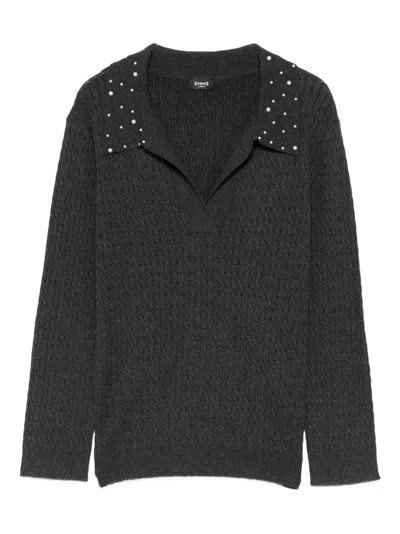 Marella Embellished-collared Sweater In Gray