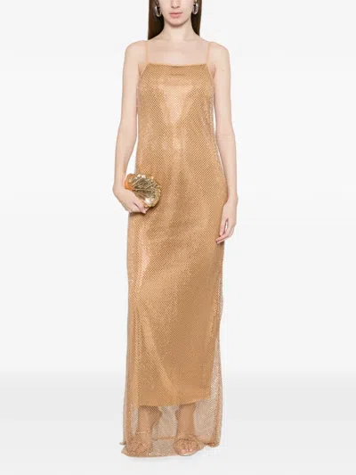 Marella Embellished Slip Dress In Brown