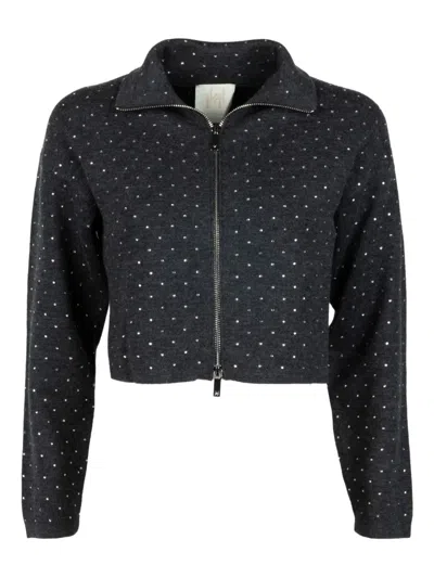 Marella Long-sleeved Knitted Cardigan In Black