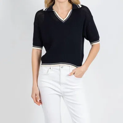 Marella Embi Polo Sweater In Navy In Multi