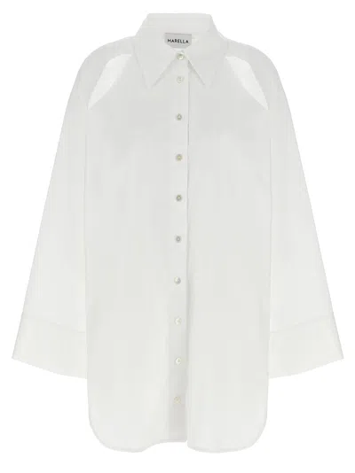 Marella Womens Optical White Gardena Oversized-fit Cotton Shirt
