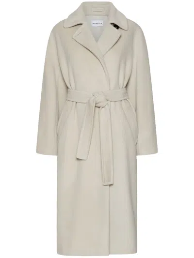 Marella Double-breasted Beaver Cloth Coat In Gray