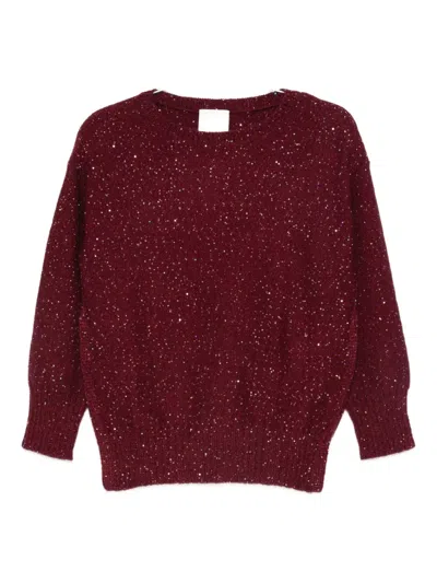 Marella Ennio Glitter-embellished Jumper In Burgundy