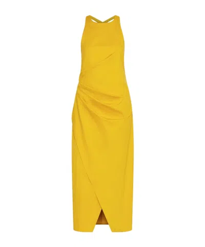Marella Envers Satin Dress - Yellow