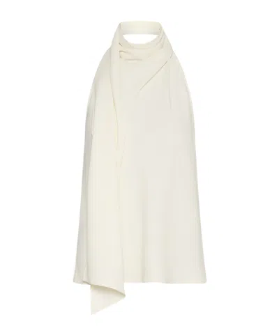 Marella Envers Satin Halterneck Top - Wool White In Neutral