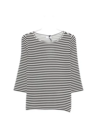 Marella Euro Striped Top In Black