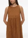 Marella Eyelet-embroidered Tiered Dress In Brown