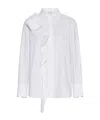 MARELLA FABRIC ROSE-ADORNED RUCHED SHIRT - WHITE