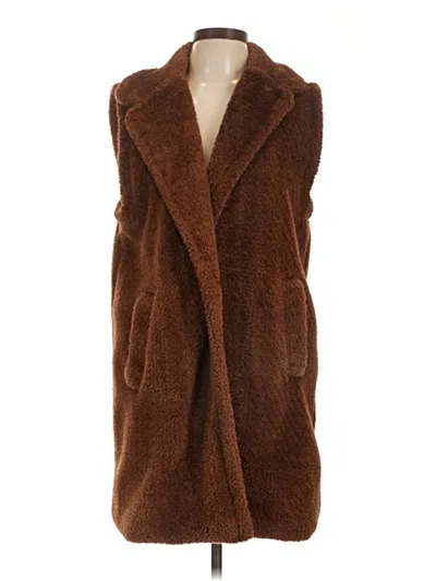 Pre-owned Marella Faux Fur Vest In Brown