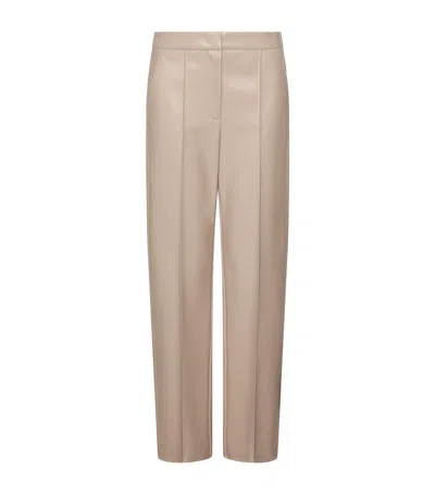 Marella Faux Leather Straight Trousers In Neutral